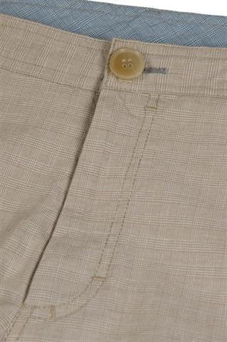 Beżowe spodnie w kratę męskie Chinos Foster 64157 - 45331