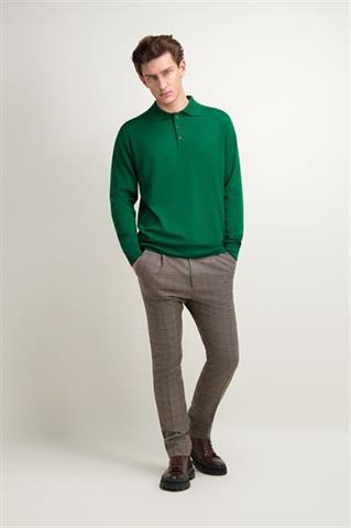 Zielone polo męskie z wełny merino 74249 - 469741