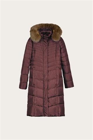Burgundowy puchowy pikowany płaszcz damski 86557 - 476171