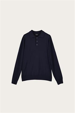 Granatowe polo męskie z wełny merino 74196 - 482801