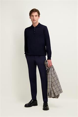 Granatowe polo męskie z wełny merino 74196 - 486891