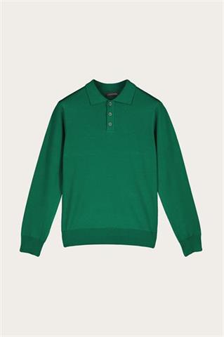 Zielone polo męskie z wełny merino 74249 - 503081