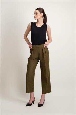 Khaki spodnie damskie z bawełną 86874 - 526711