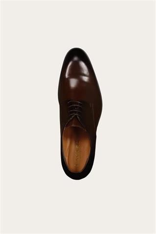Brązowe buty męskie ze skóry naturalnej o wysokim połysku 75144 - 548041