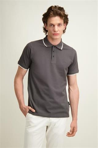 Szara bawełniana koszulka męska polo 74252 - 560951