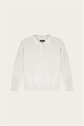 Kremowy sweter polo z bawełną 86994 - 561731