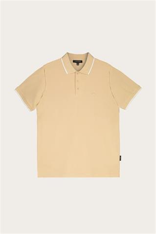 Beżowa bawełniana koszulka męska polo 74255 - 567281