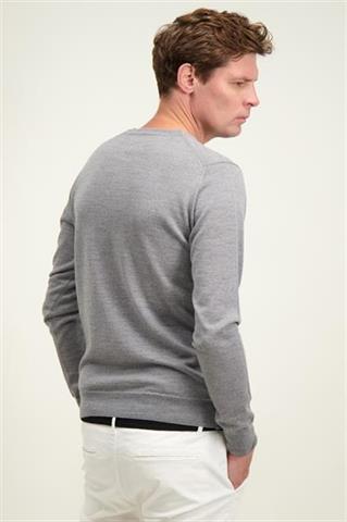 Szary sweter męski z wełny merino 74286 - 584021