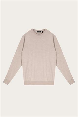 Beżowy sweter męski z wełny merino 74283 - 584081