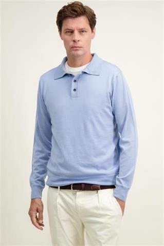 Błękitny sweter męski z wełny merino 74275 - 586941
