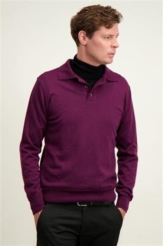 Bordowy sweter męski z wełny merino 74276 - 592011