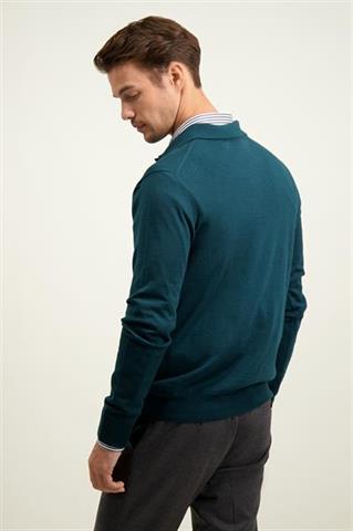 Zielony sweter męski z wełny merino 74277 - 596231