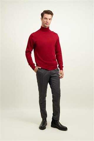 Bordowy golf męski z wełny merino 74281 - 596341