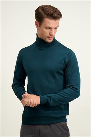Zielony golf męski z wełny merino 74282 - 596371