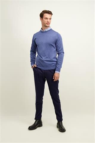 Niebieski sweter męski z wełny merino 74287 - 596471