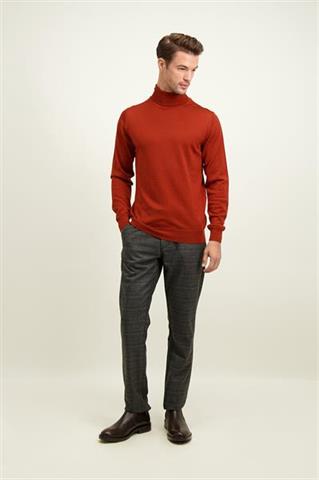 Golf męski z wełny merino w kolorze rdzawym 74297 - 596891