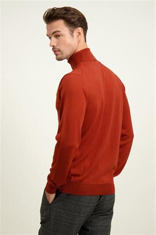 Golf męski z wełny merino w kolorze rdzawym 74297 - 596901