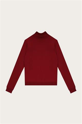 Bordowy golf damski z wełny merino 87119 - 603221