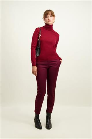 Bordowy golf damski z wełny merino 87119 - 603241