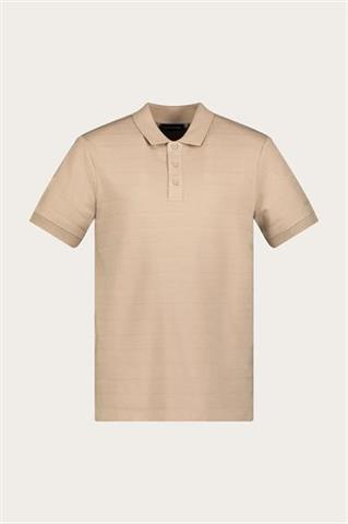 Beżowa koszulka polo męska z bawełną 76145 - 624421