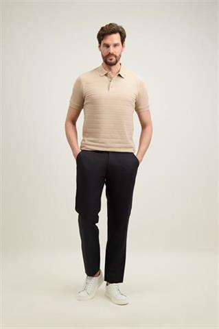 Beżowa koszulka polo męska z bawełną 76145 - 626331