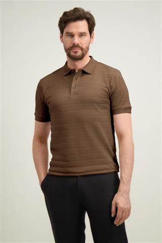 Brązowa koszulka polo męska z bawełną 76147 - 626711