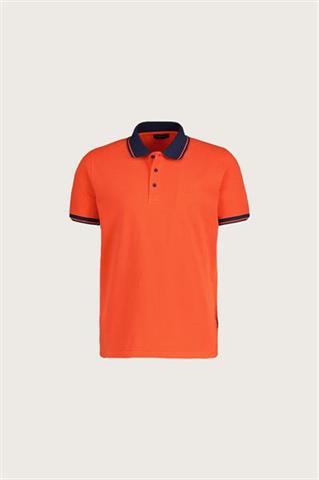 Pomarańczowa bawełniana koszulka polo męska 74128 - 632081