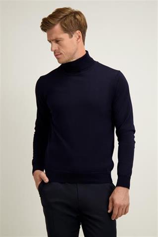 Granatowy golf męski z wełny merino 74225 - 642341