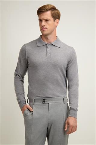 Szare polo męskie z wełny merino 74221 - 643191