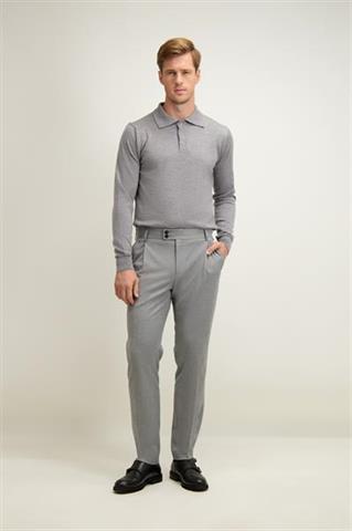 Szare polo męskie z wełny merino 74221 - 643201