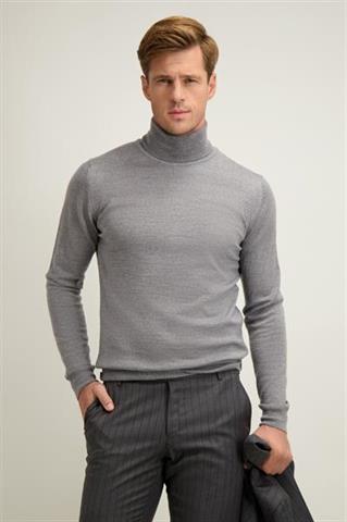 Szary golf męski z wełny merino 74227 - 644001