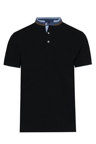 Czarna koszulka polo męska ze stójką 72892 - 67381