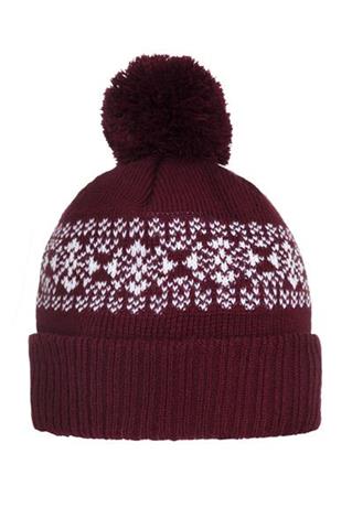 Bordowa czapka męska z pomponem 72914 - 8141