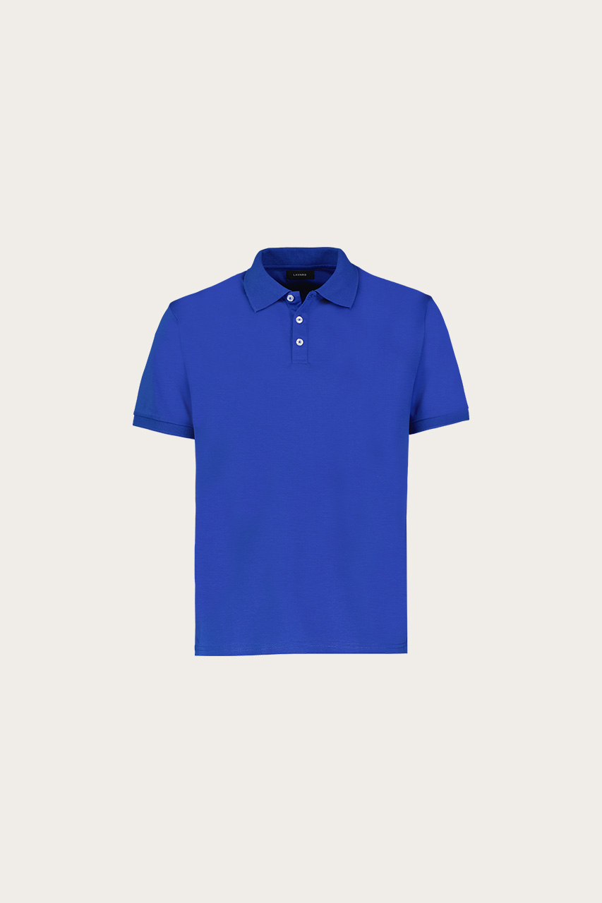 Niebieska bawełniana koszulka męska polo 74107