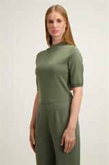 Oliwkowy półgolf damski z wełny merino 87445